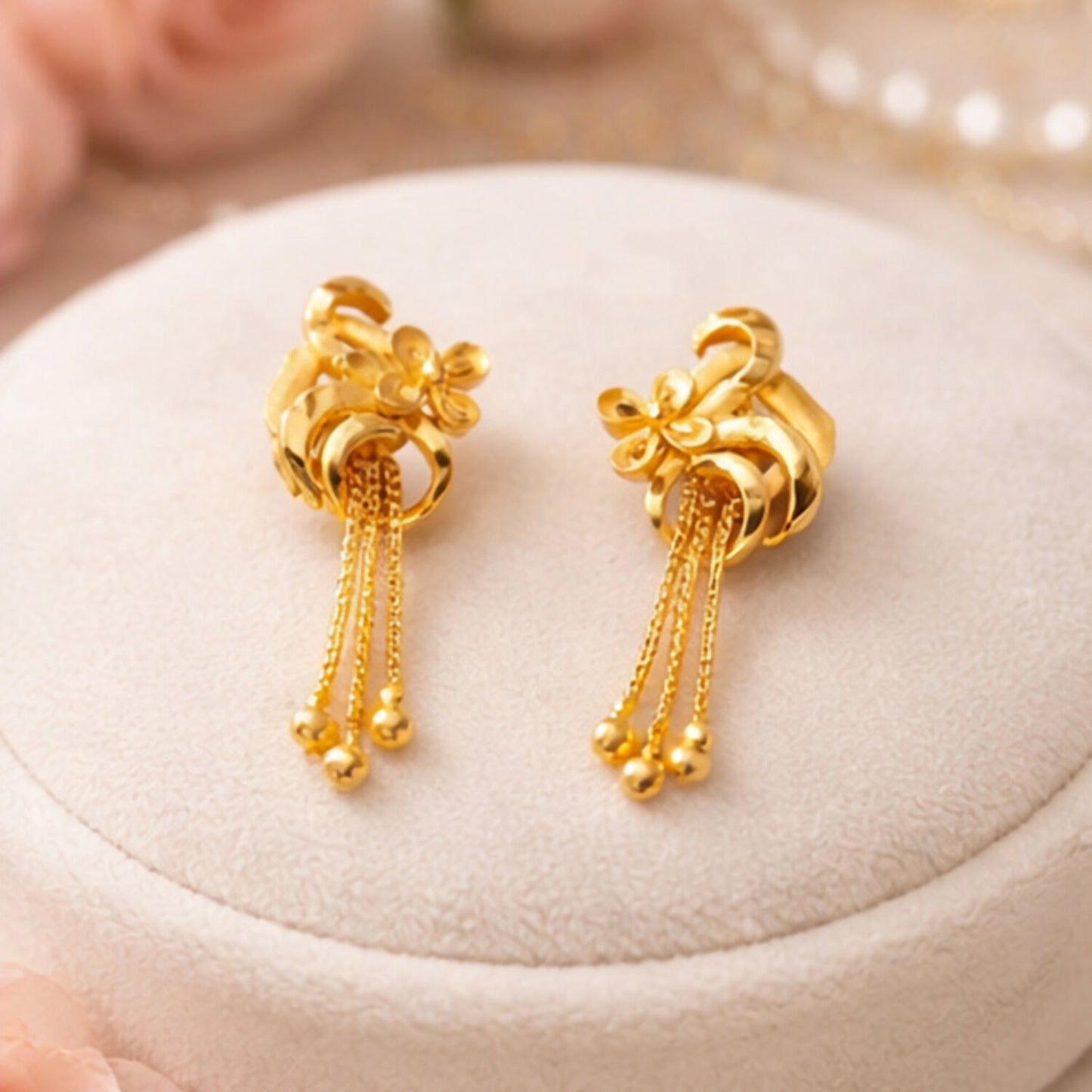 Elegant Golden Drop Earrings for Women & Girls | Lightweight Stylish Party Wear Earrings