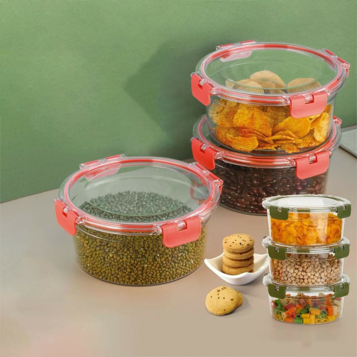 Oring food container showcasing secure orange silicone grip lid