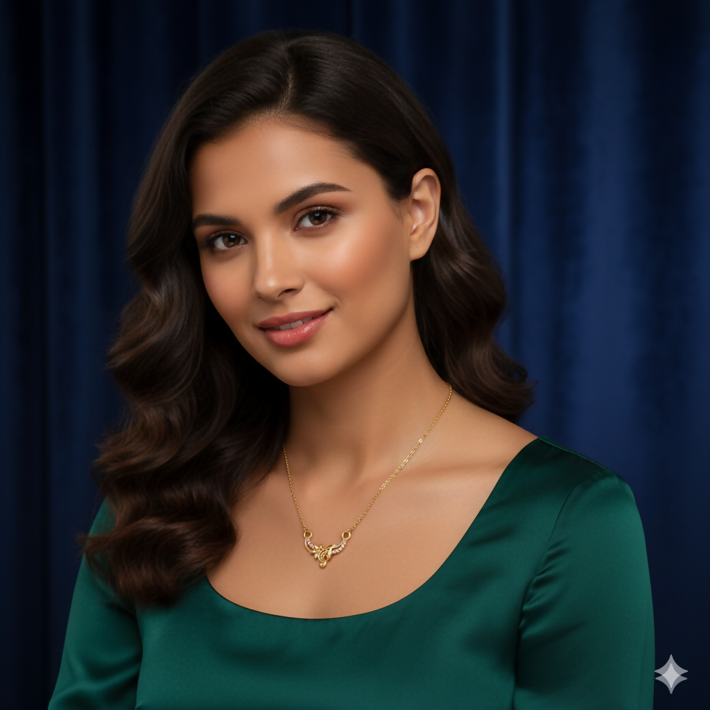 Gold-Plated Floral Pendant Necklace with AD For women and girls