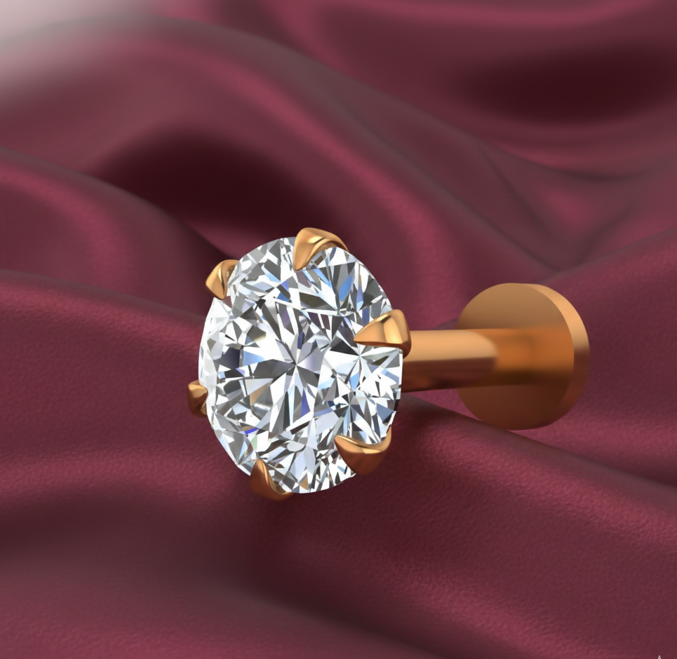 Gold Plated AD Diamond Stud Earring with Flat Back for women and girls