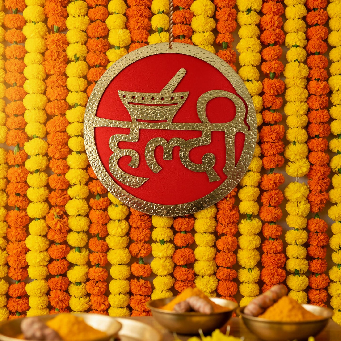 Haldi Ceremony Wall Hanging Bright Festive Decor for Wedding Functions