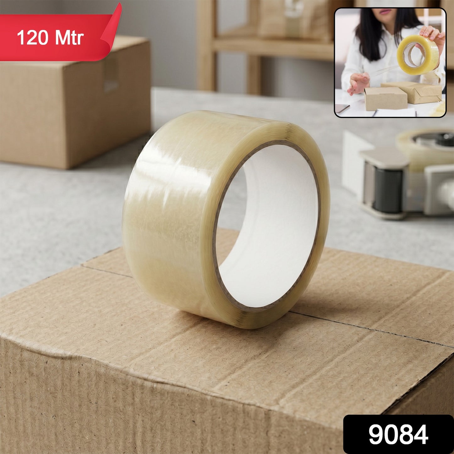 Clear adhesive cello tape roll for home packaging