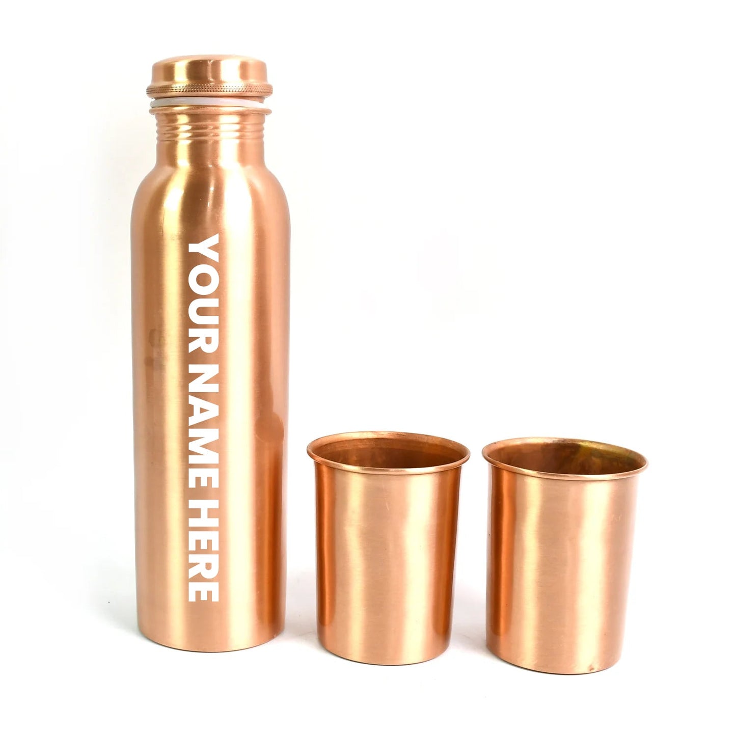 Customized Copper Water Bottle 2 Glasses with Gift Box (3 Pcs Set)