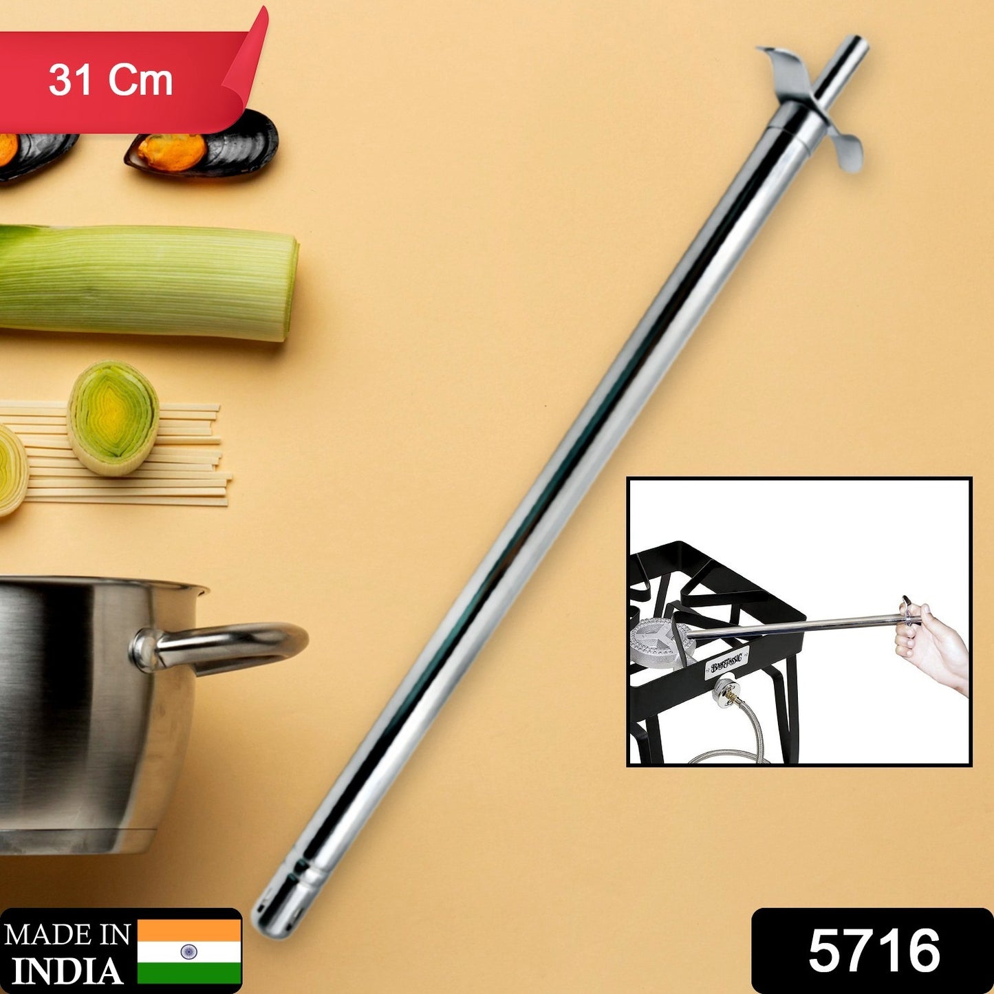 Stainless Steel Gas Lighter - Long Spark for Kitchen & Industrial Use