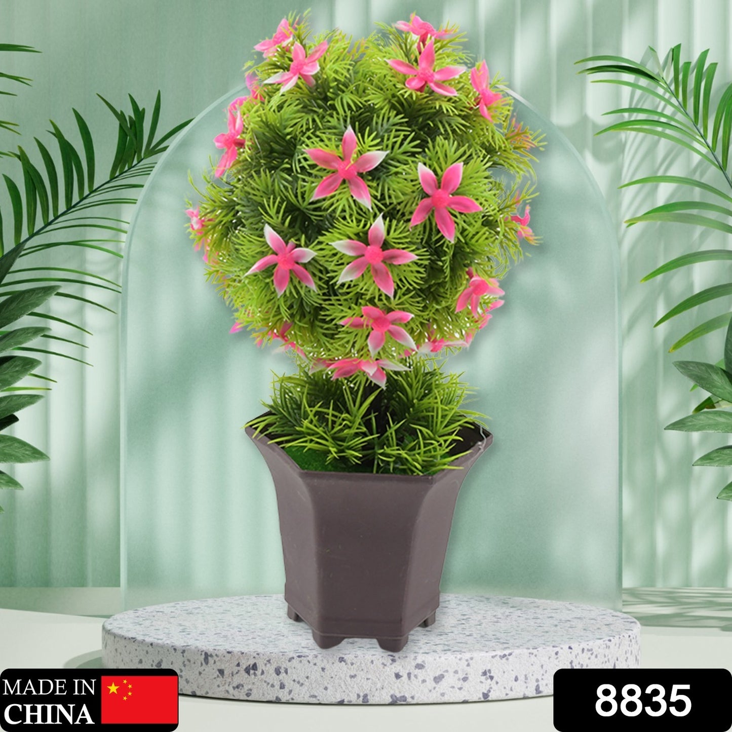 Wild Artificial Flower Plant with Cute Pot – Home Office Tabletop Decor, Indoor Balcony Decoration (1 Pc)