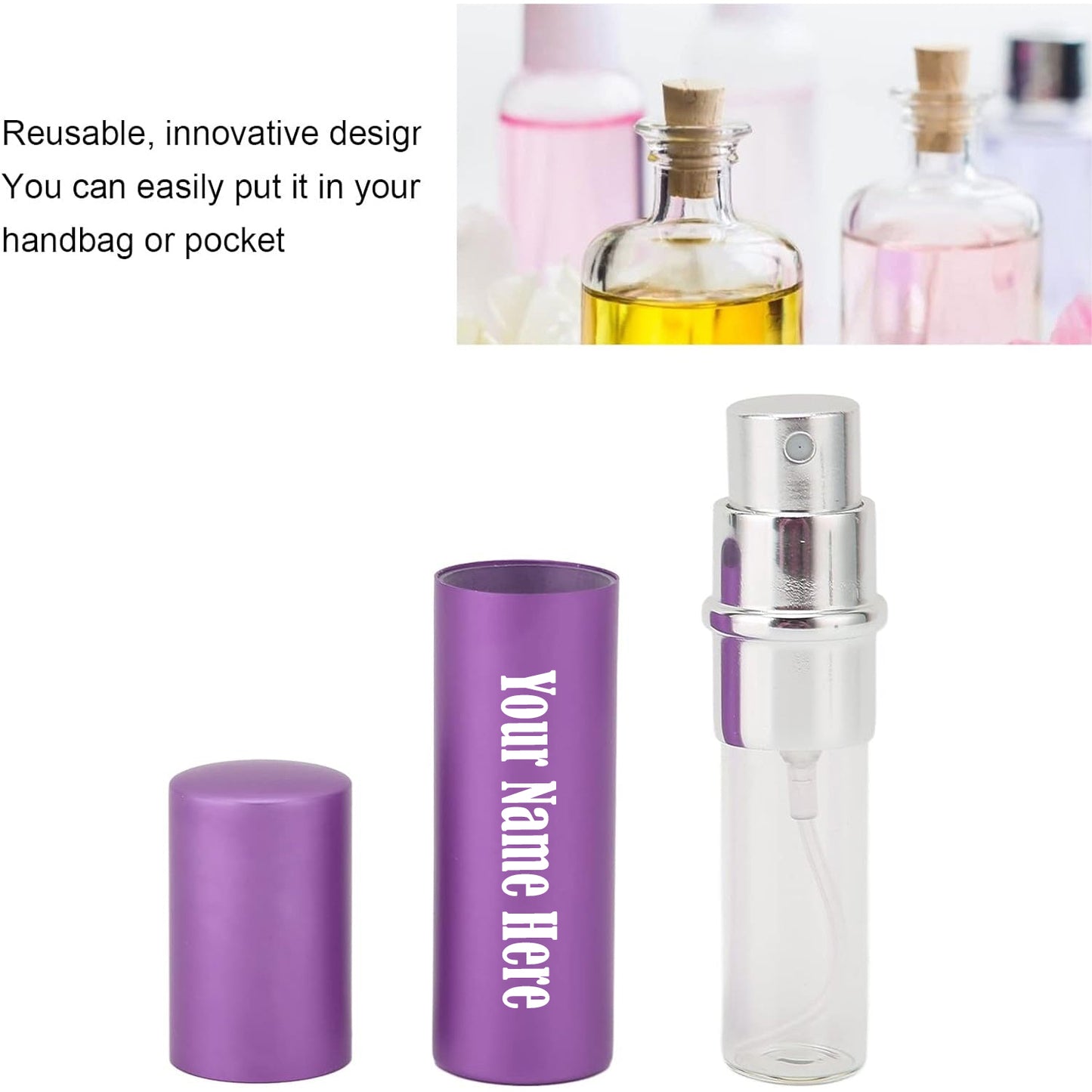 Customize Empty Spray / Perfume Bottle Refillable Fine Mist Perfume For Sanitizer Travel Beauty Makeup Perfume filler (1 Pc)