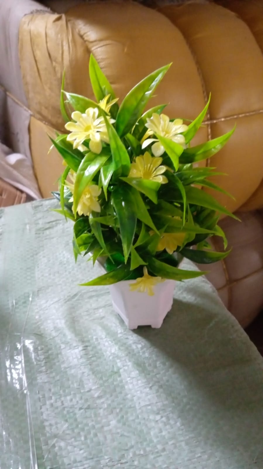 Artificial Flower Plant with Cute Pot – Home & Office Tabletop Decor, Indoor Balcony Plant (1 Pc)