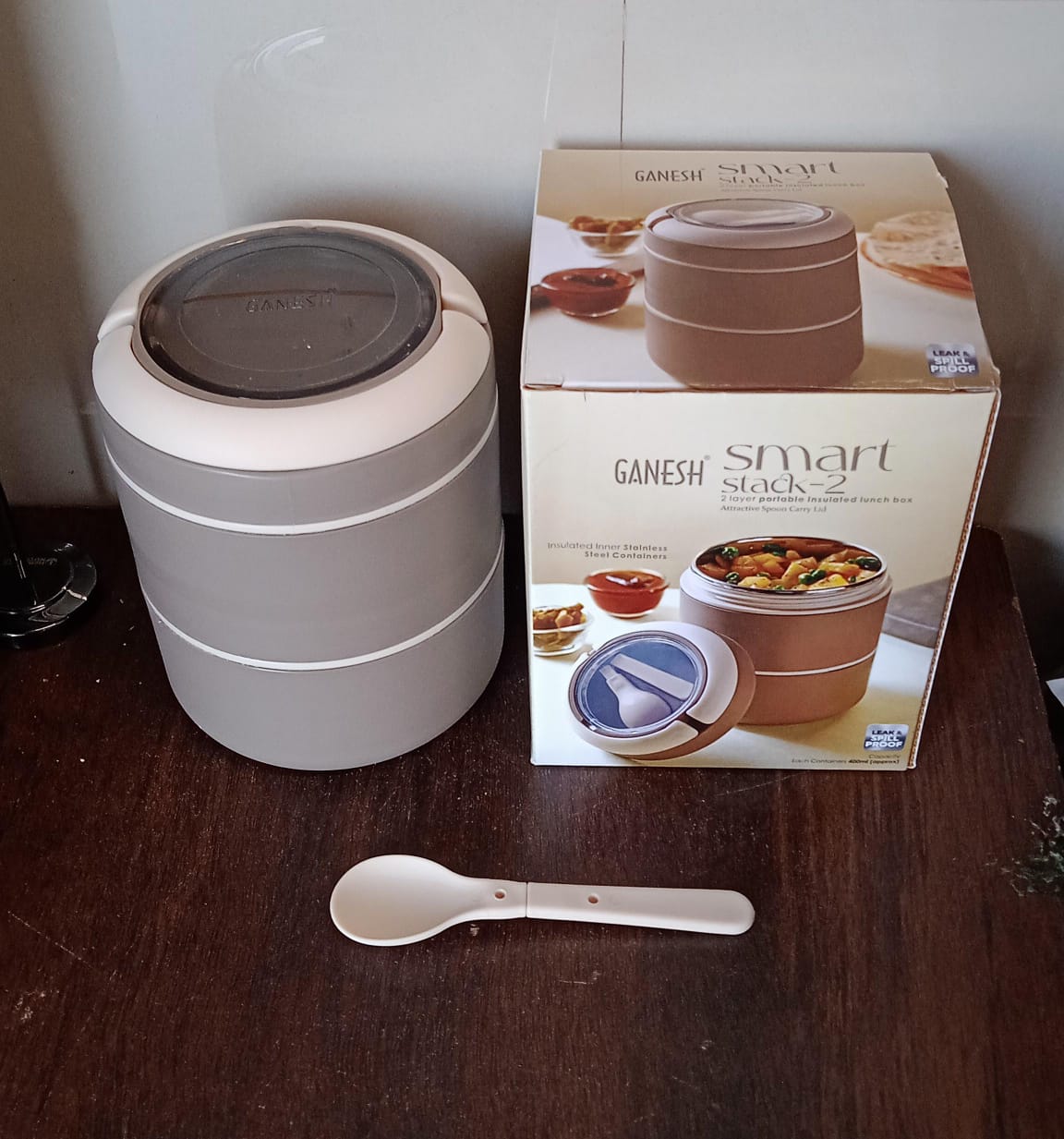 Ganesh Stack 2-Layer Stainless Steel Leak-Proof Lunch Box for Office, School, Picnic