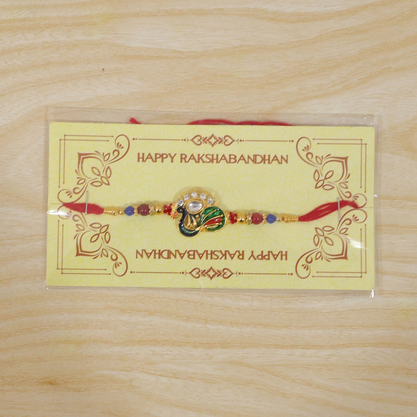 Peacock Stone Kundan Beaded Rakhi for Brother (10pcs)