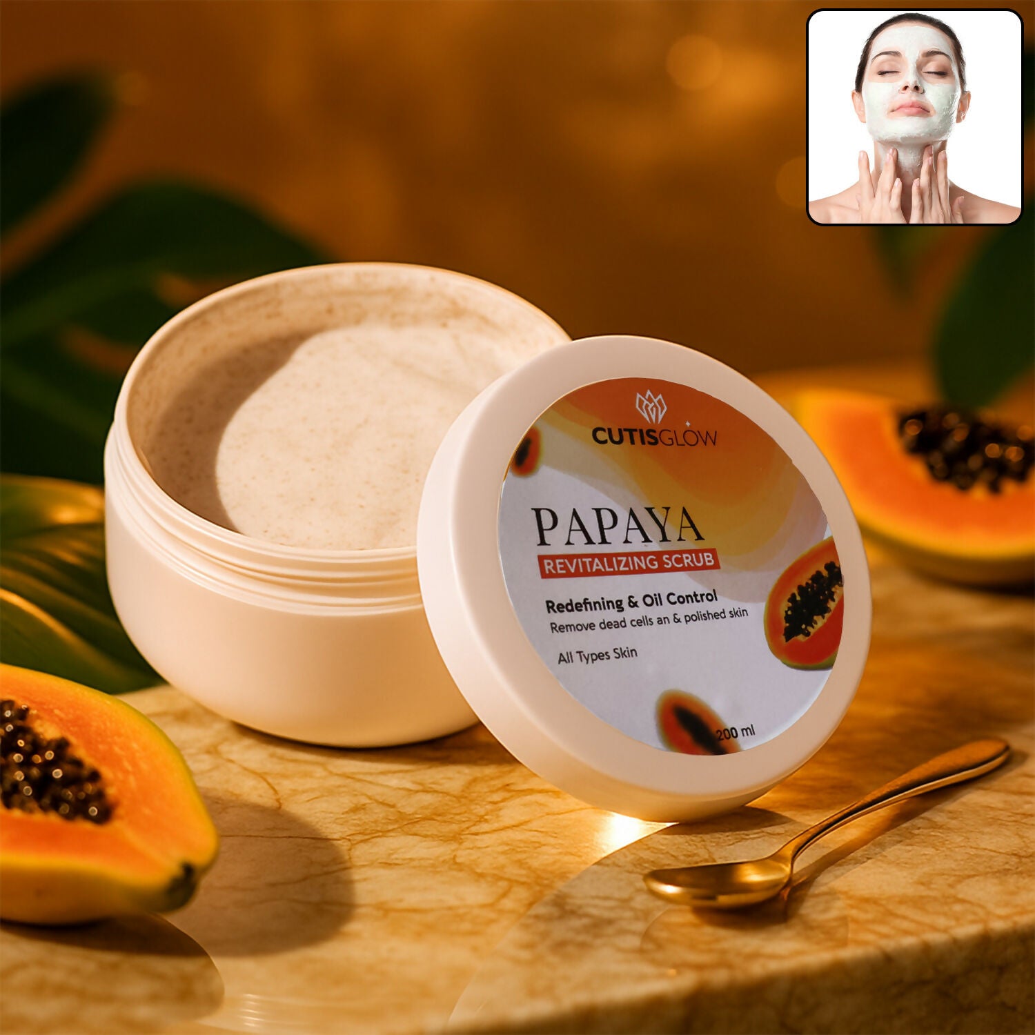 Eyelet Papaya Revitalizing Scrub – Exfoliating Face & Body Scrub for Oil Control, Dead Skin Cell Removal & Polished Skin (200ml)