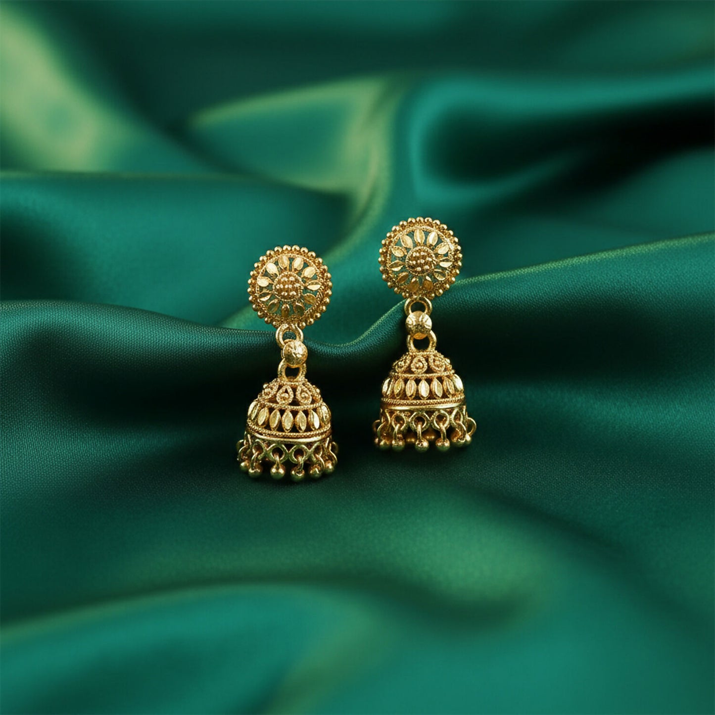 Beautiful Gold Plated Traditional Jhumka Earrings for Women Party Wear