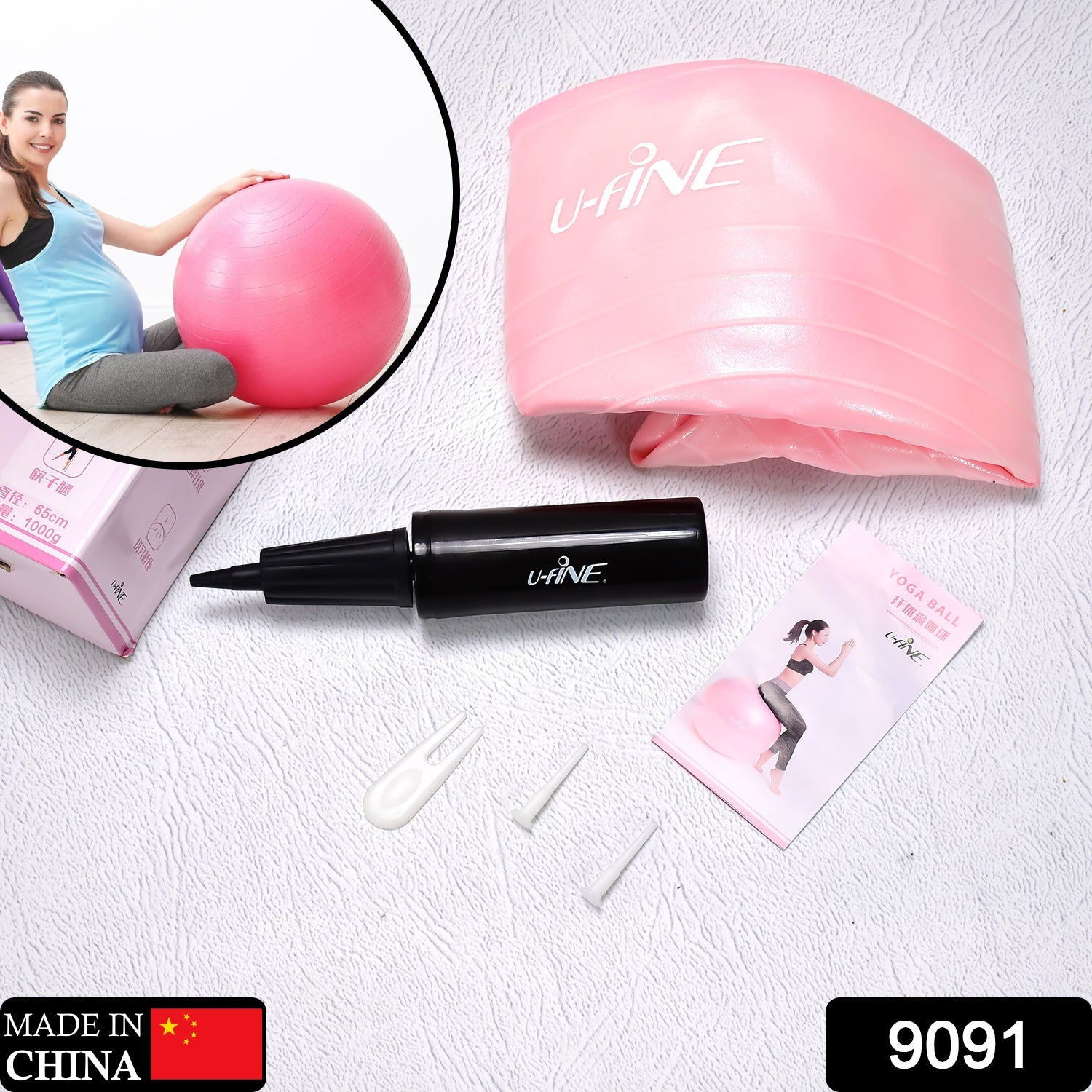 9091 એન્ટિ બર્સ્ટ 65 સેમી એક્સરસાઇઝ બૉલ ઇન્ફ્લેશન પંપ સાથે, નોન-સ્લિપ જિમ બૉલ, યોગા, પિલેટ્સ, ઘરે અને જિમમાં કોર ટ્રેનિંગ એક્સરસાઇઝ- પુરુષો અને સ્ત્રીઓ માટે યોગ્ય