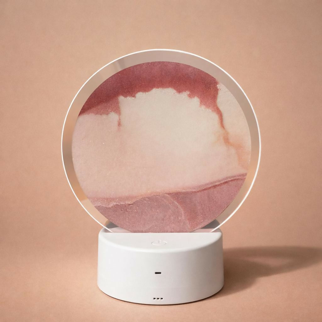 LED Round Static brown Sand Art Lamp | Ambient Decorative Night Light Home Decor