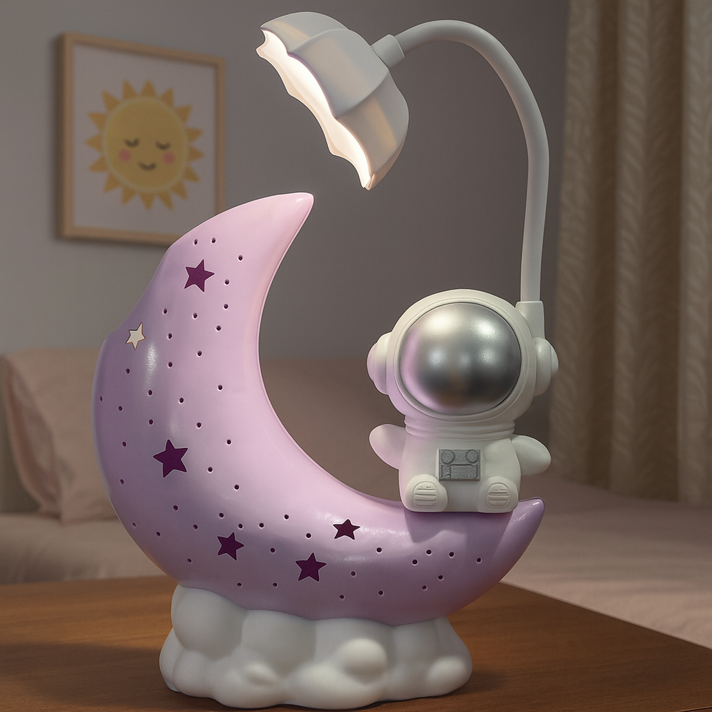 Astronaut Moon LED Night Lamp for Kids Bedroom & Baby Nursery Decor