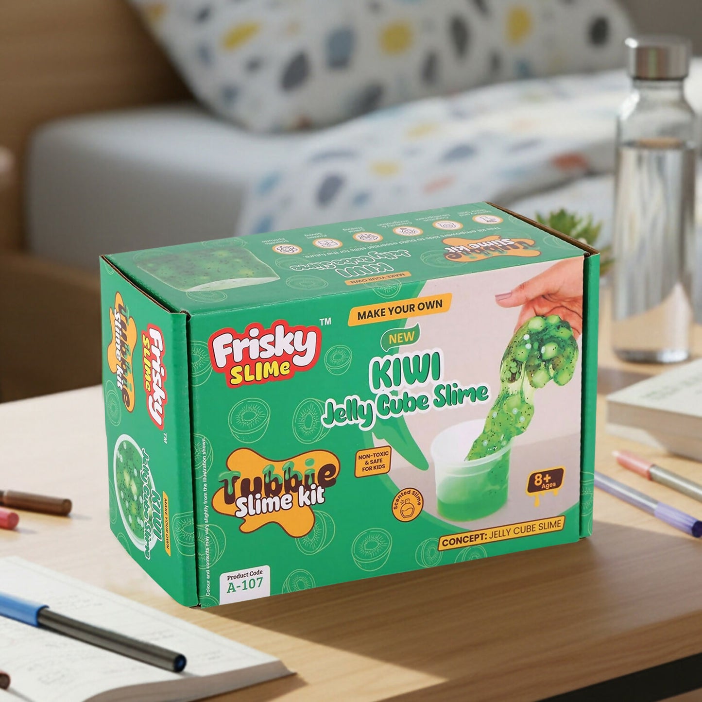 Kiwi Jelly Cube Slime Making Kit for Kids – DIY Tubbie Slime Kit with Activator