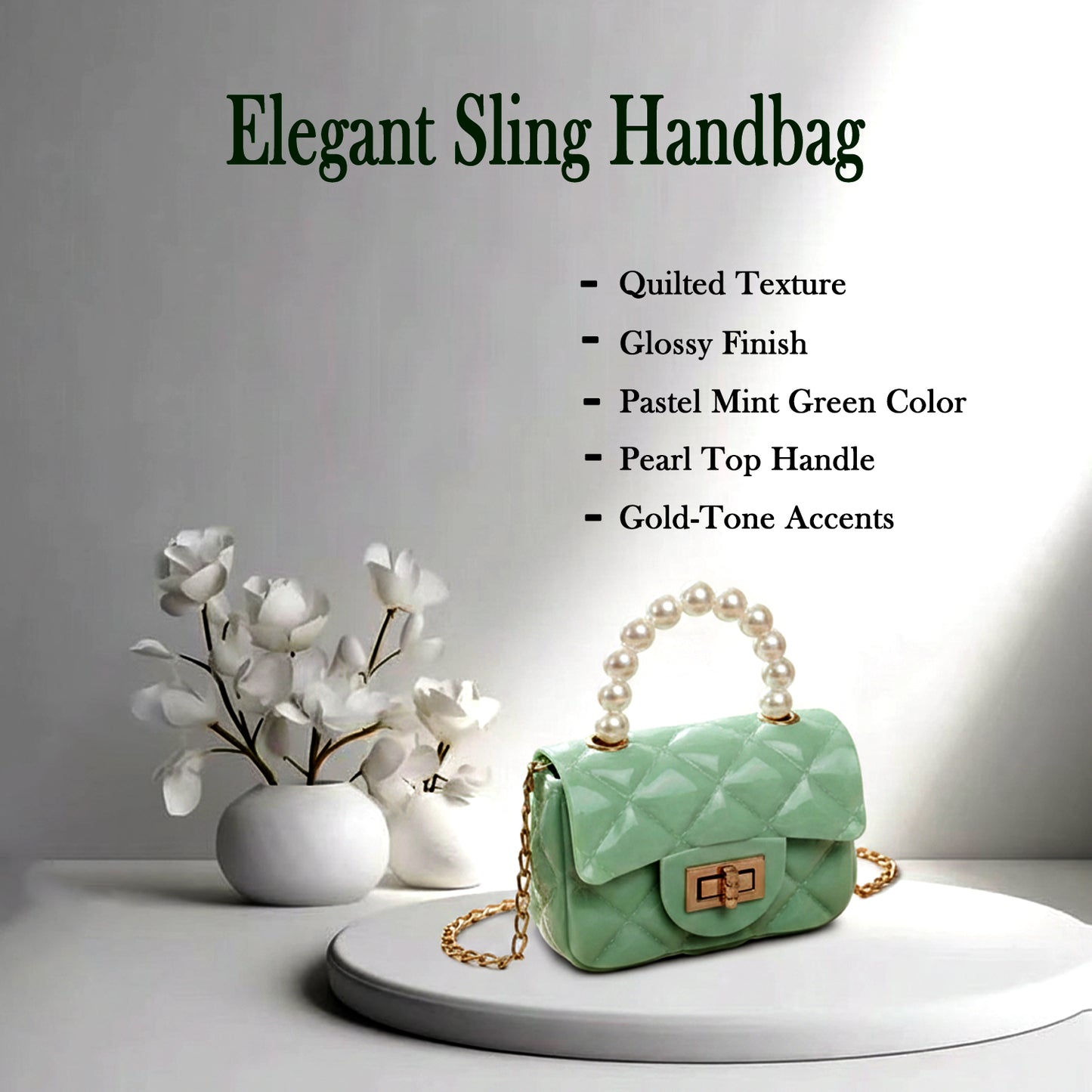 Elegant Quilted Mini Handheld & Sling Fashion Handbag (1 PC)