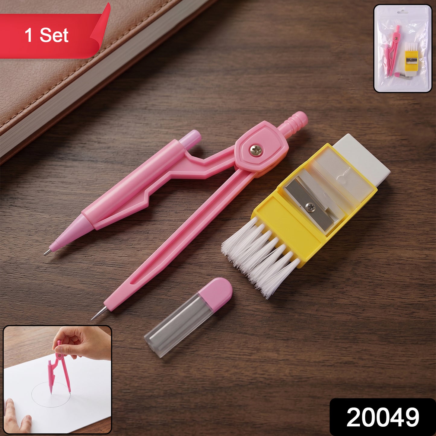 Complete Kids Mini Stationery Set with compass and measurement tools