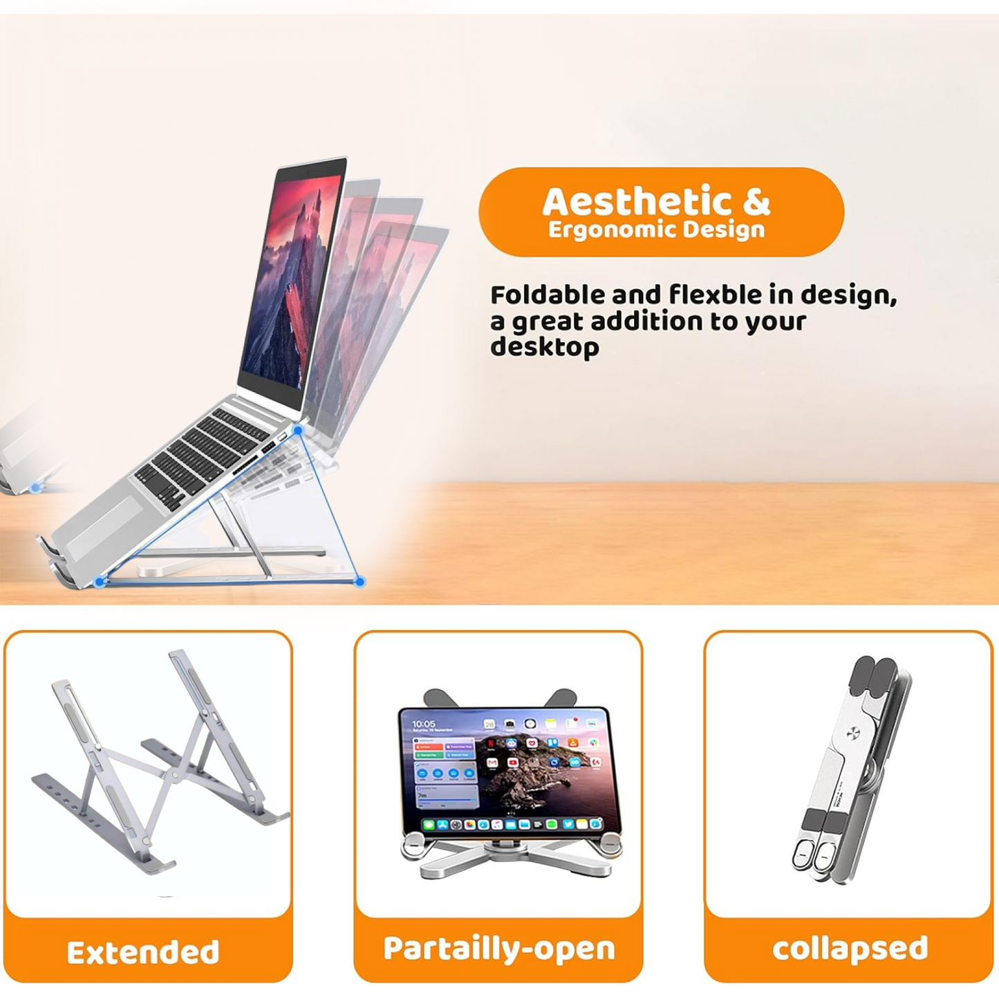DeoDap Metal Portable Laptop Stand - scale and size reference