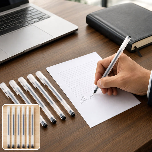 Black Gel Pens Set of 6 – Transparent, Smooth Writing