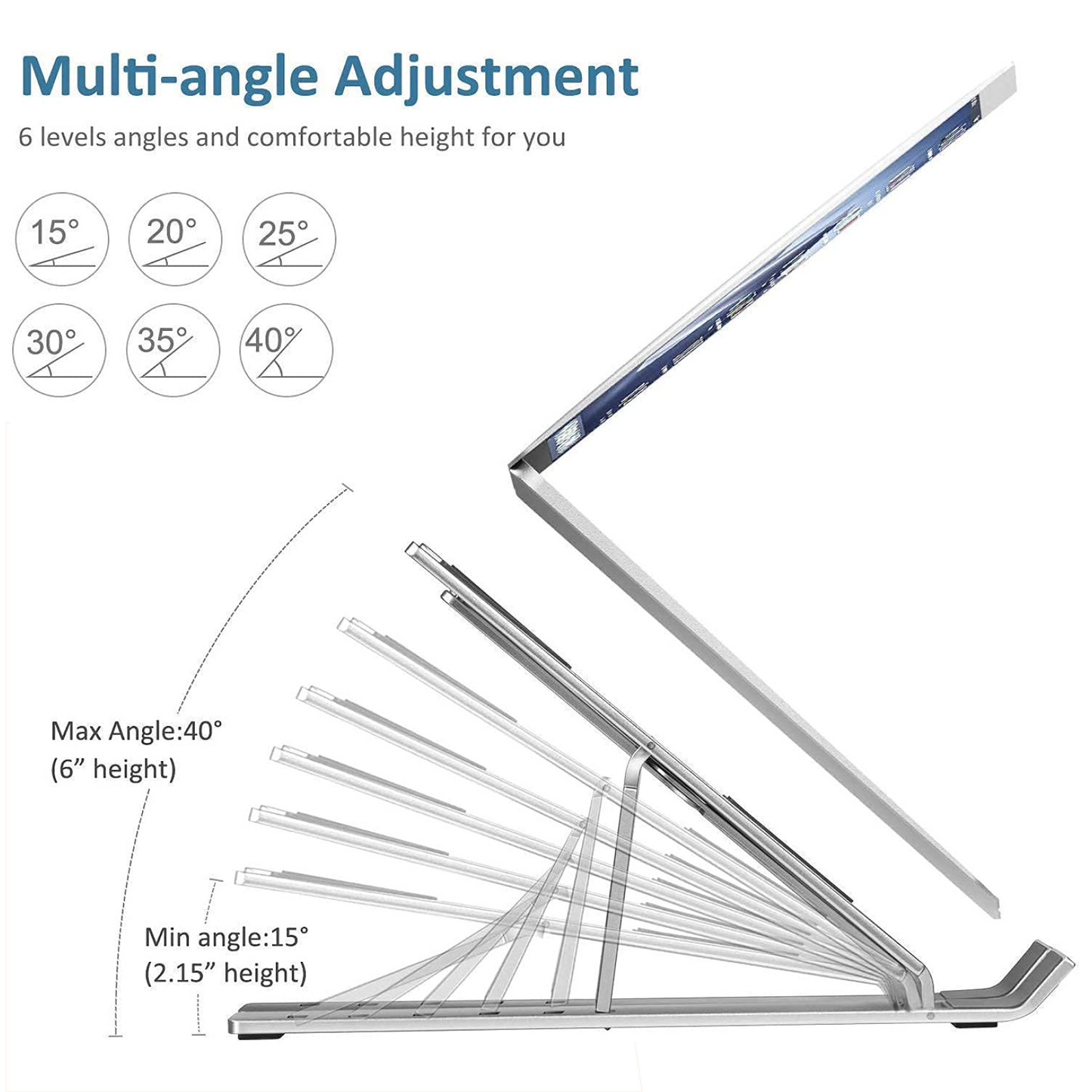 DeoDap Metal Portable Laptop Stand - specs detail shot