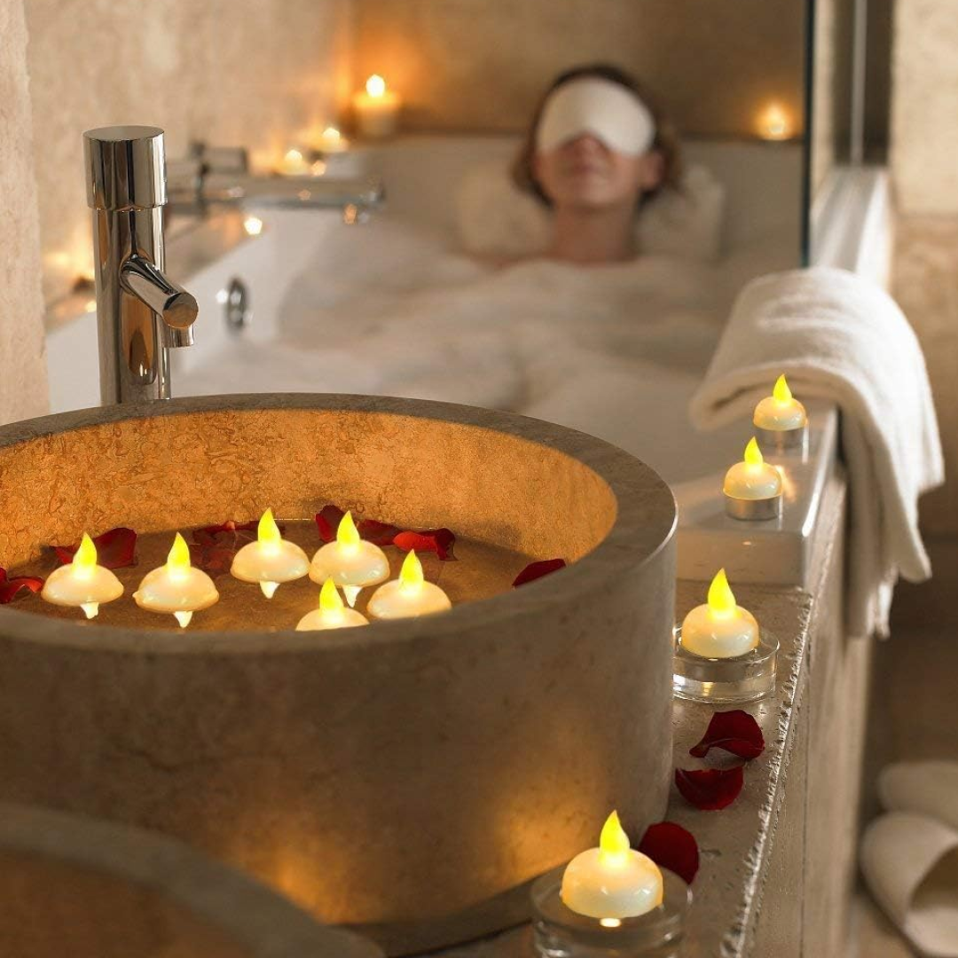 12 ફ્લેમલેસ ફ્લોટિંગ કેન્ડલ્સનો 6432 સેટ બેટરી ઓપરેટેડ ટી લાઈટ્સ ટીલાઈટ કેન્ડલ - ડેકોરેટિવ, વેડિંગ.( દિયા , દિવો , દિવા , દીપક , જ્યોતિ ,)