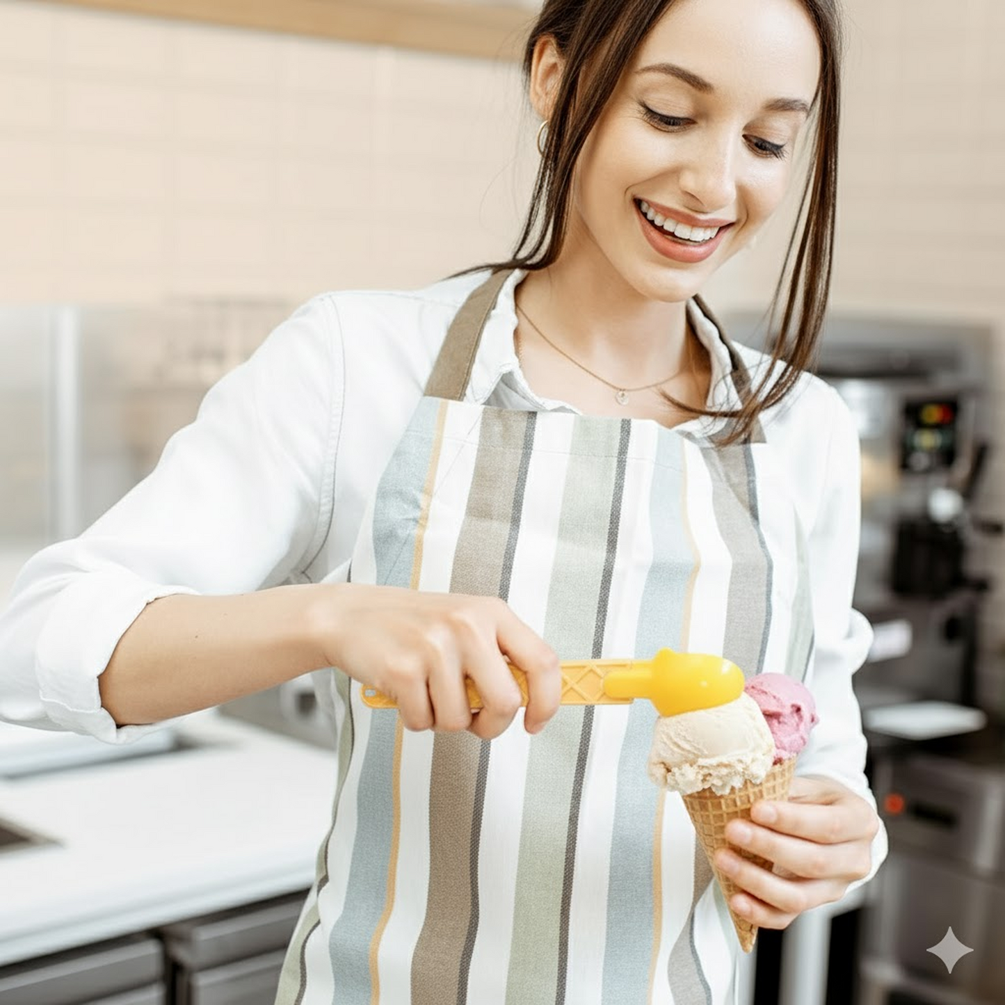 Double ice cream scooper set with vibrant handles