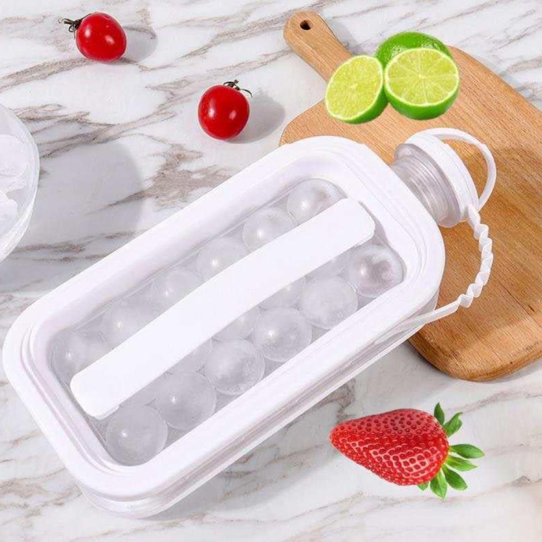 Foldable Ice Tray with Lid, 2-in-1 Ice Ball Maker