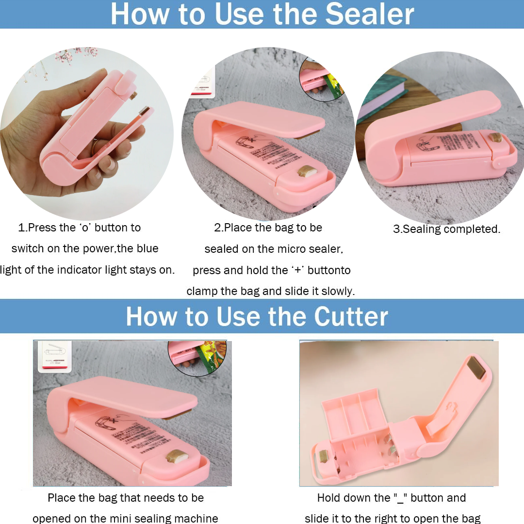 मिनी सीलिंग मशीन प्लास्टिक बैग सीलर पोर्टेबल मिनी सुपर सील पैकिंग प्लास्टिक बैग टूल सीलिंग मशीन हाथ से पकड़ने वाली हीट (1 पीस)