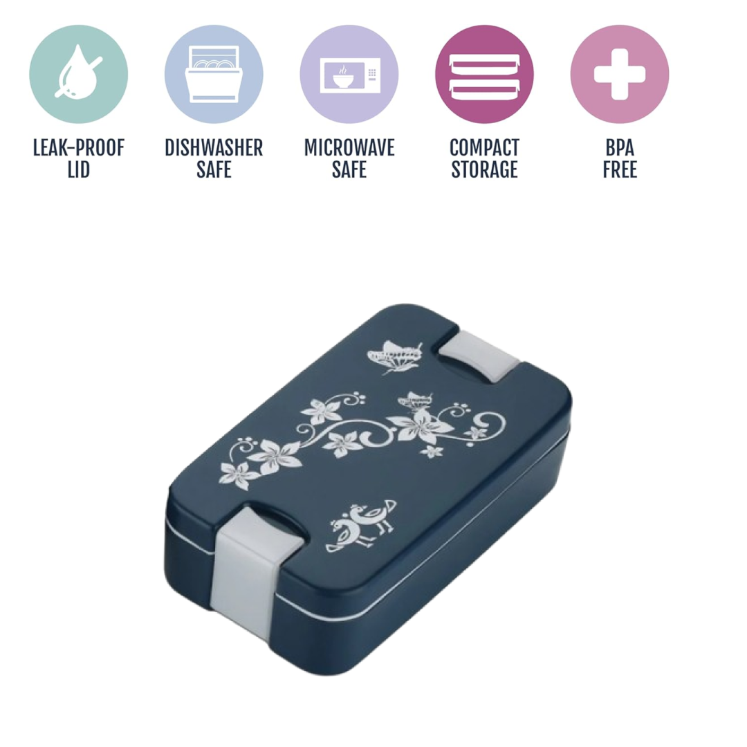 Leak-Proof Airtight Lunch Box with Spoon, 2 Compartments