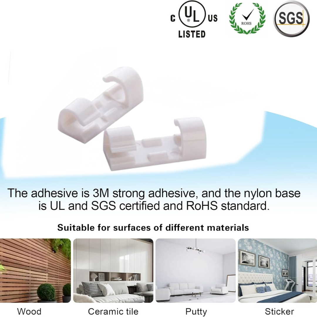 स्वयं चिपकने वाला केबल क्लिप वायर प्रबंधन धारक चिपचिपा माउंट-गोल प्लास्टिक केबल कॉर्ड