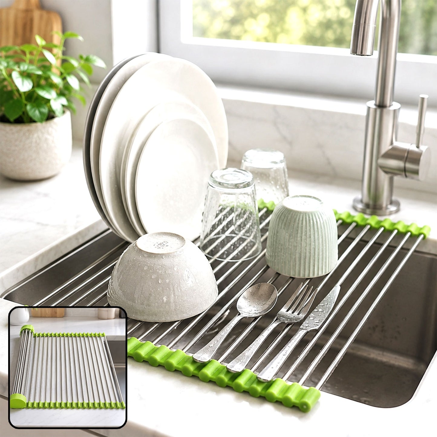 Roll-Up Dish Drying Rack – Space-Saving | CookAura