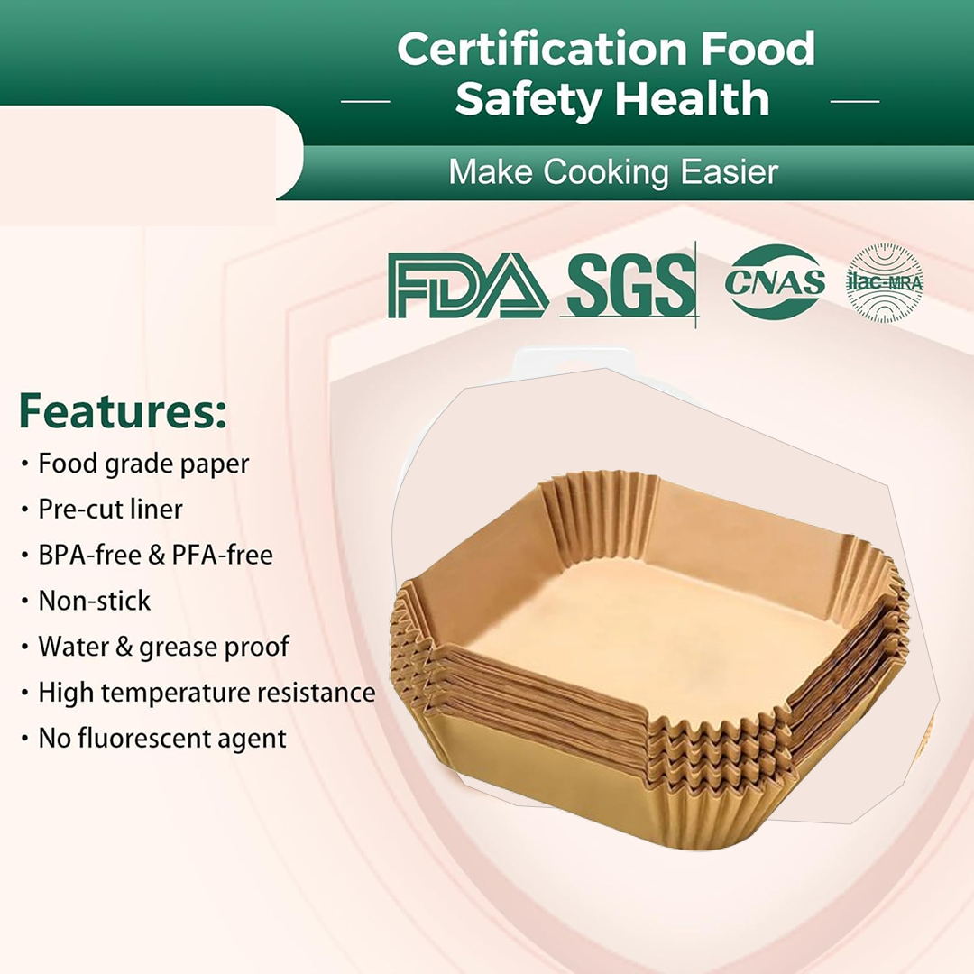 Square Air Fryer Disposable Paper Liner (50 Pcs Set / 160mmx45mm)