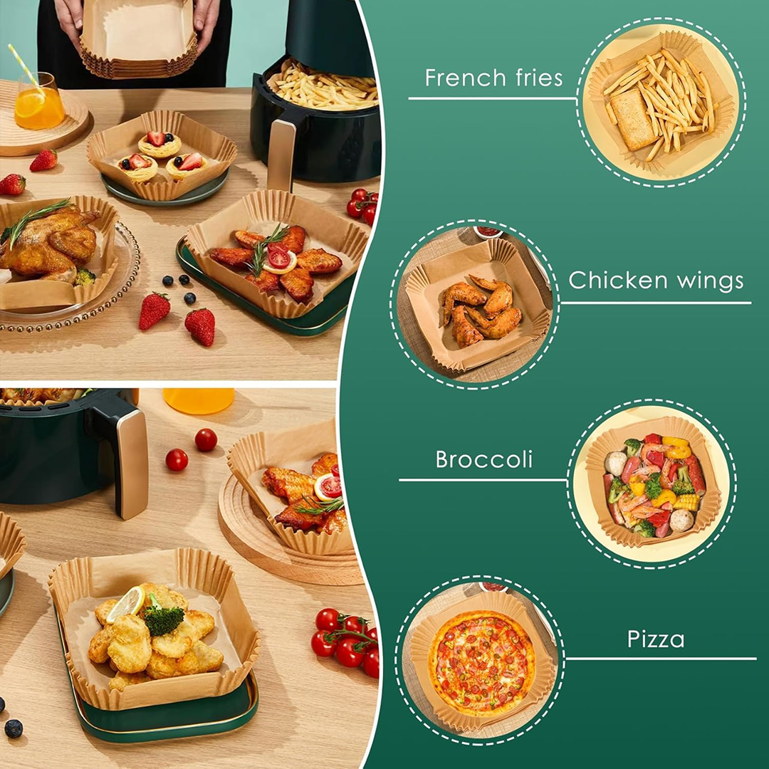 Square Air Fryer Disposable Paper Liner (50 Pcs Set / 160mmx45mm)
