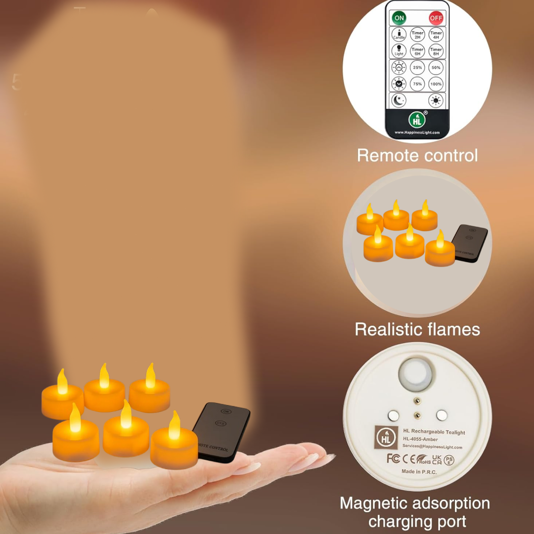 Premium 6 Piece LED Flameless Candle Light Set with Remote Control