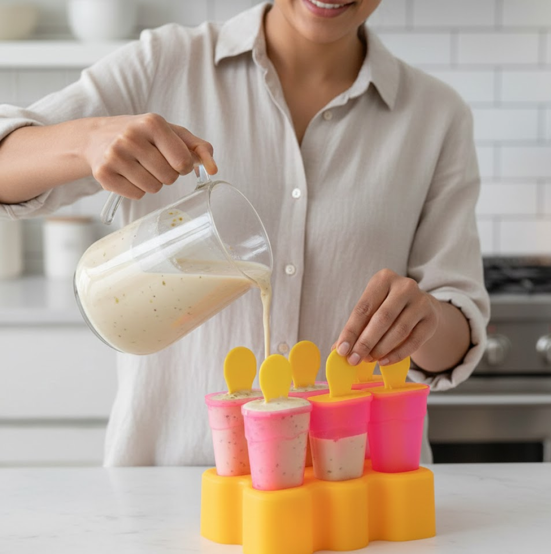 Kulfi Maker Moulds Set Plastic Homemade Kulfi Mould 6pcs Set For Freezer Use