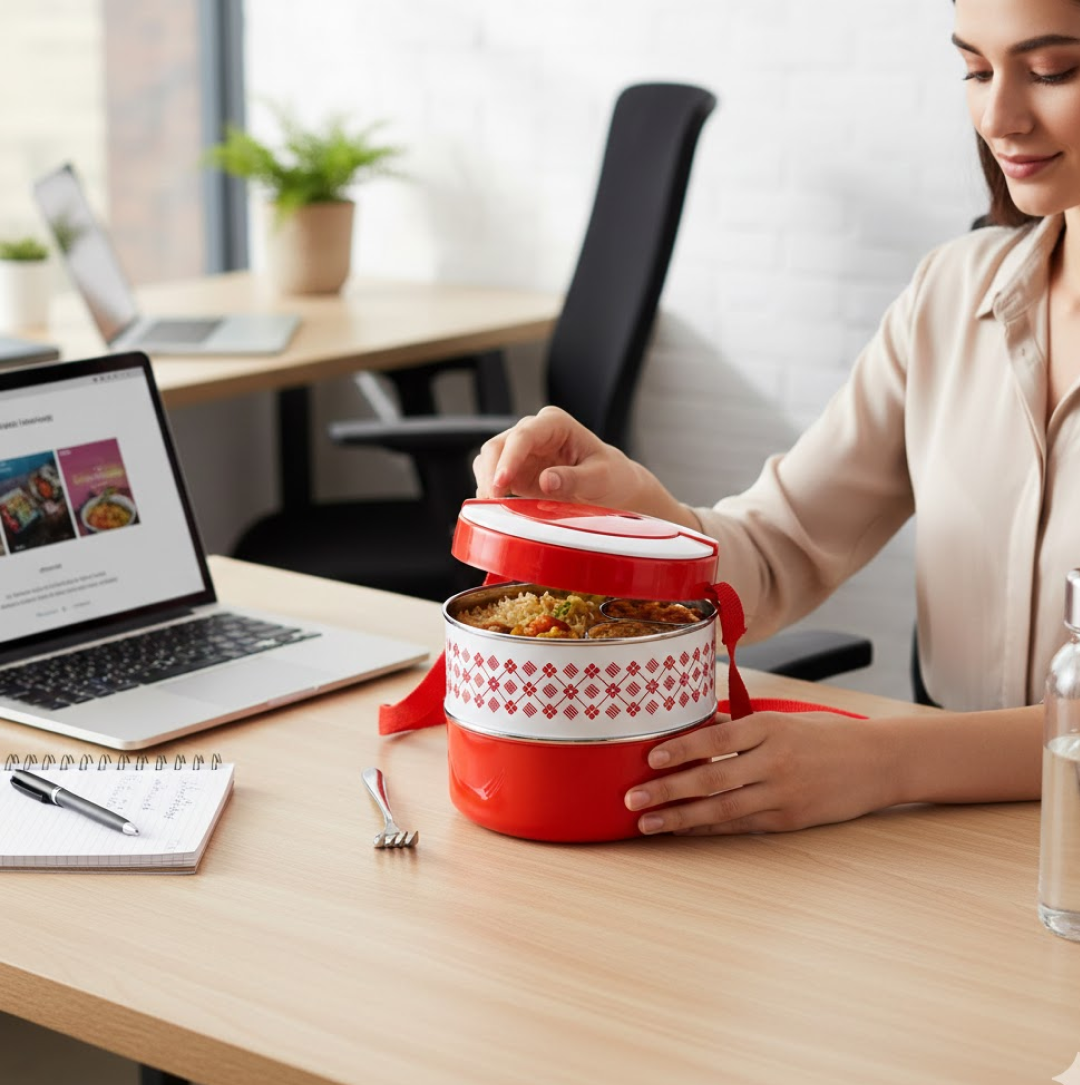 2 Layer Insulated Lunch Box Tiffin