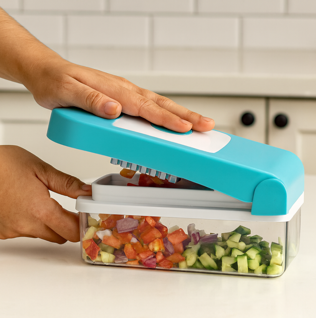 Ganesh 7 in 1 Plastic Vegetable Dicer, Blue