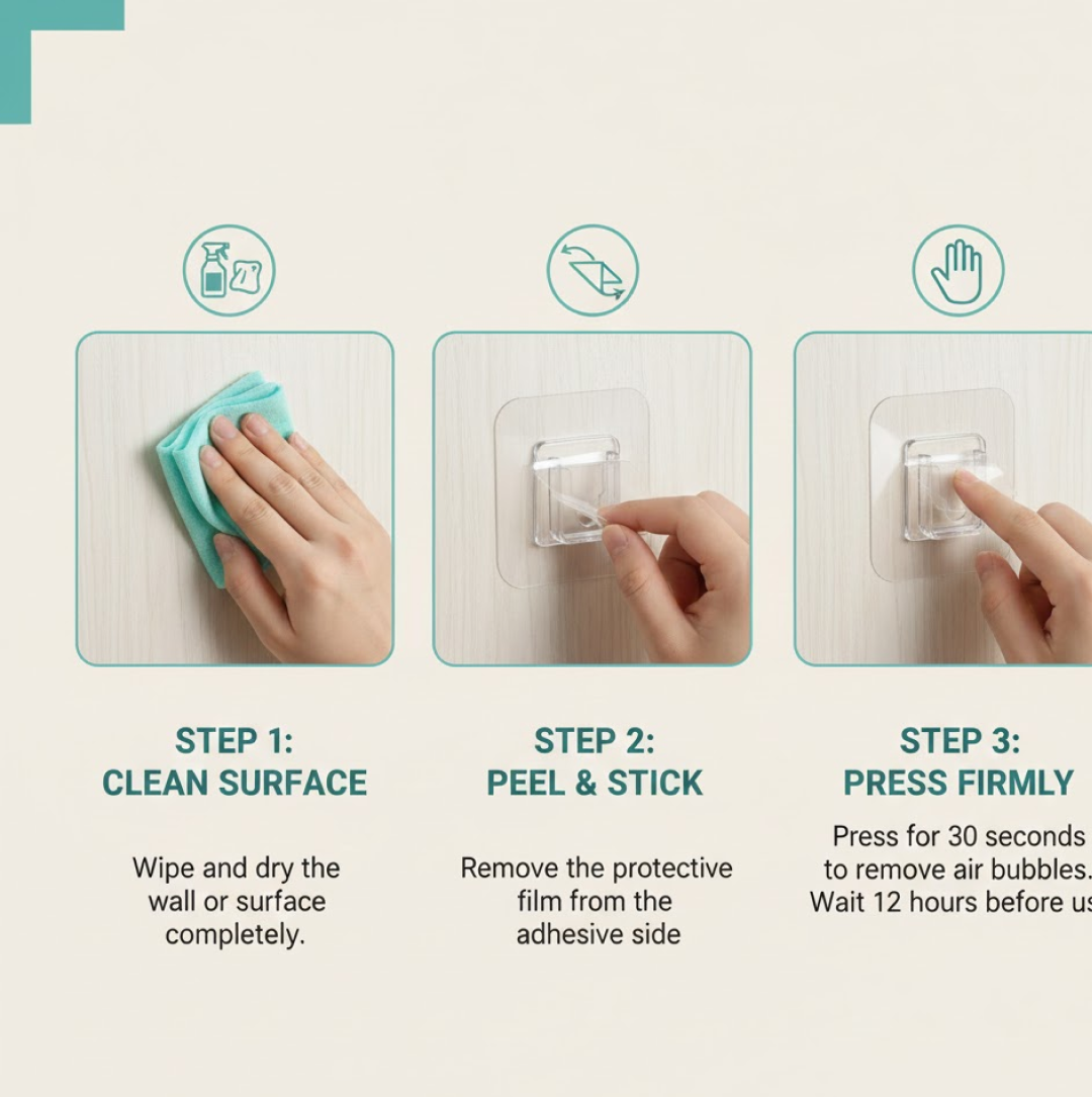 Transparent Adhesive Male Hook Used For Hanging Various Types Of Items (1Pc)