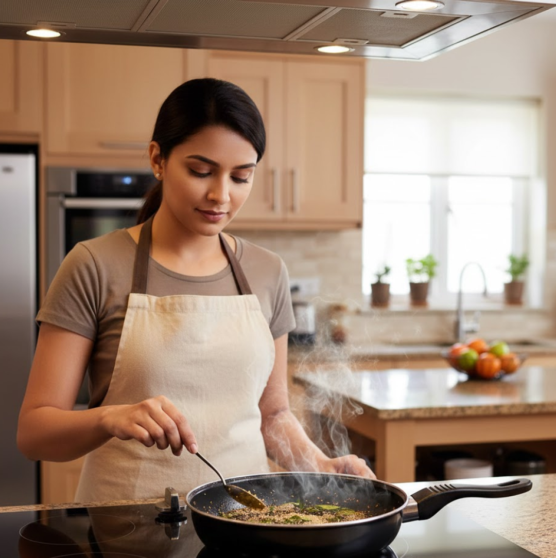 Induction Base Hard Anodized Tadka Fry Pan Nonstick