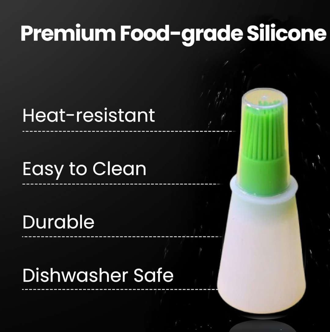 Silicone Cooking Oil Bottle With Basting Brush (Cap Not Include)