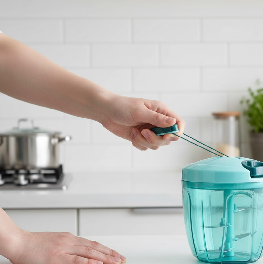 Manual Stainless Steel Handheld Vegetable Chopper with 5 Blades (750 ml)