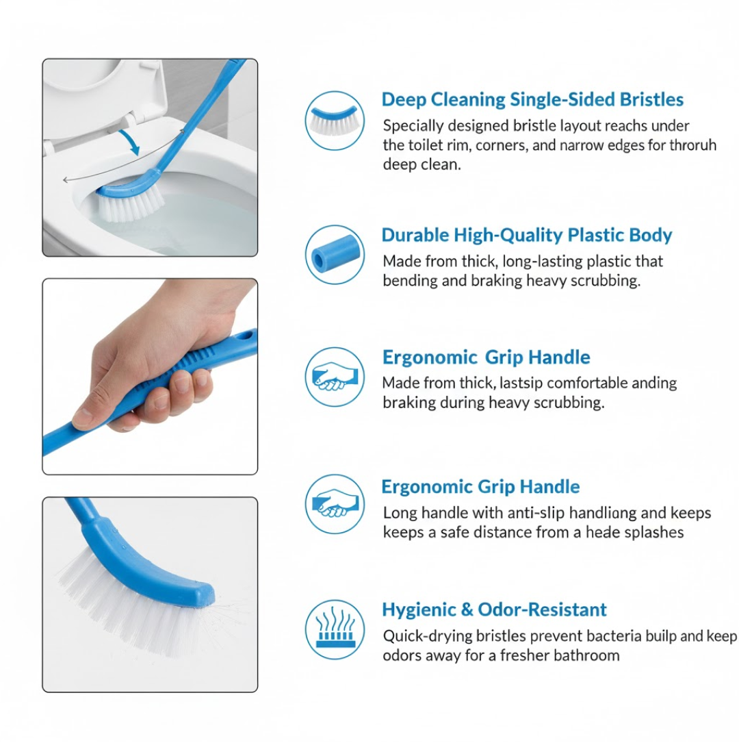 Single Sided Bristle Plastic Toilet Cleaning Brush
