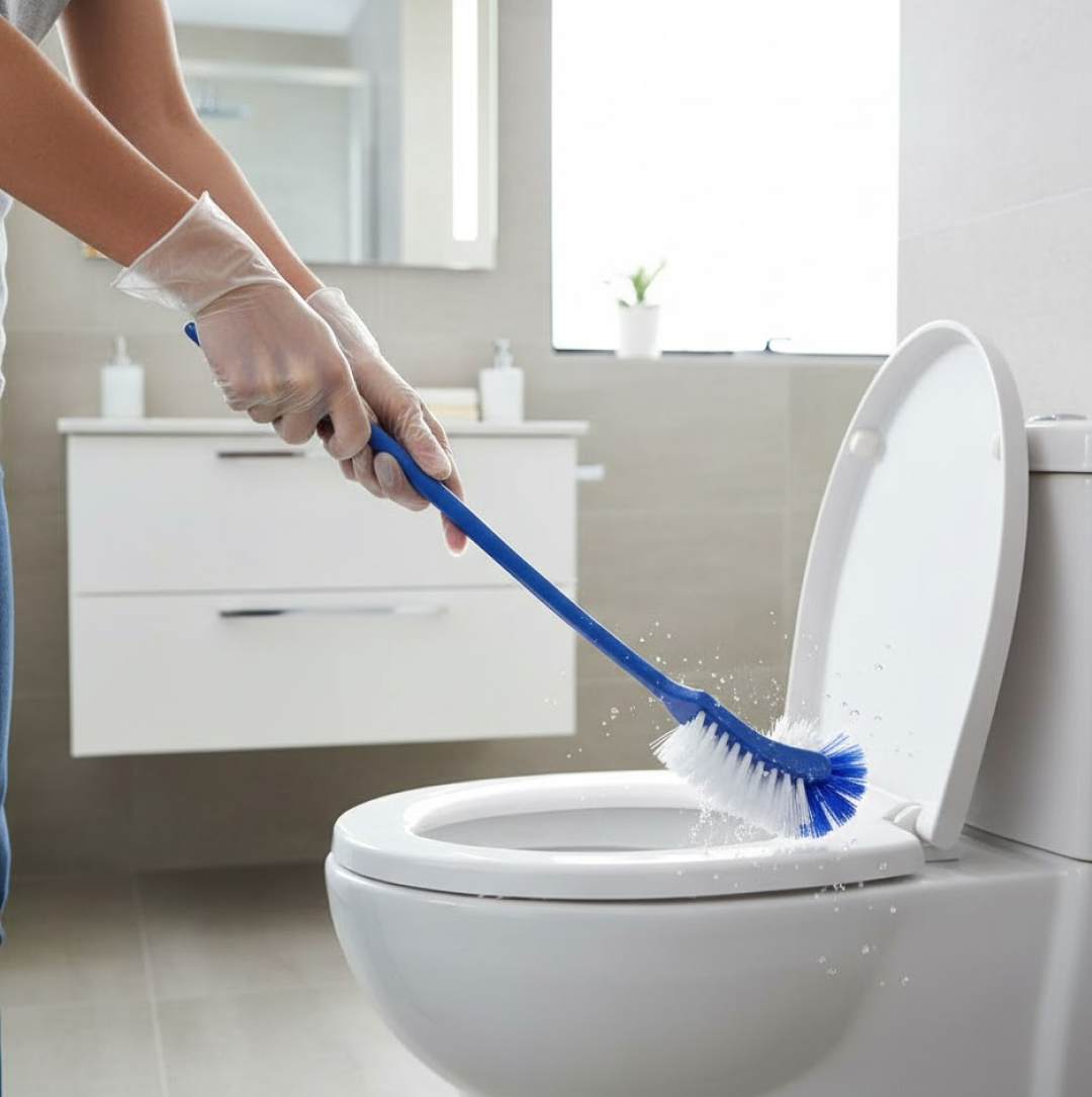 Multicolor double hockey stick shape toilet brush