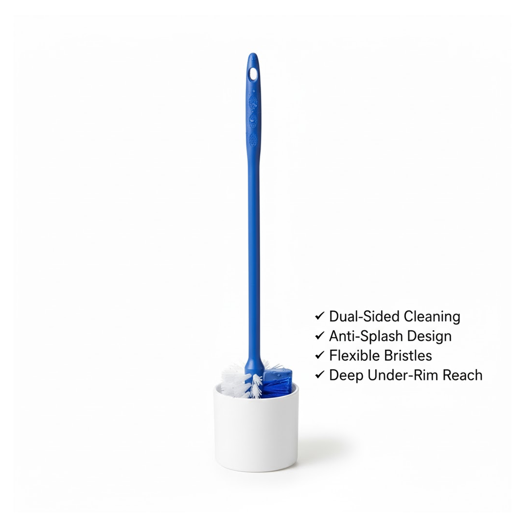 Double hockey stick shape toilet brush cleaning bathroom