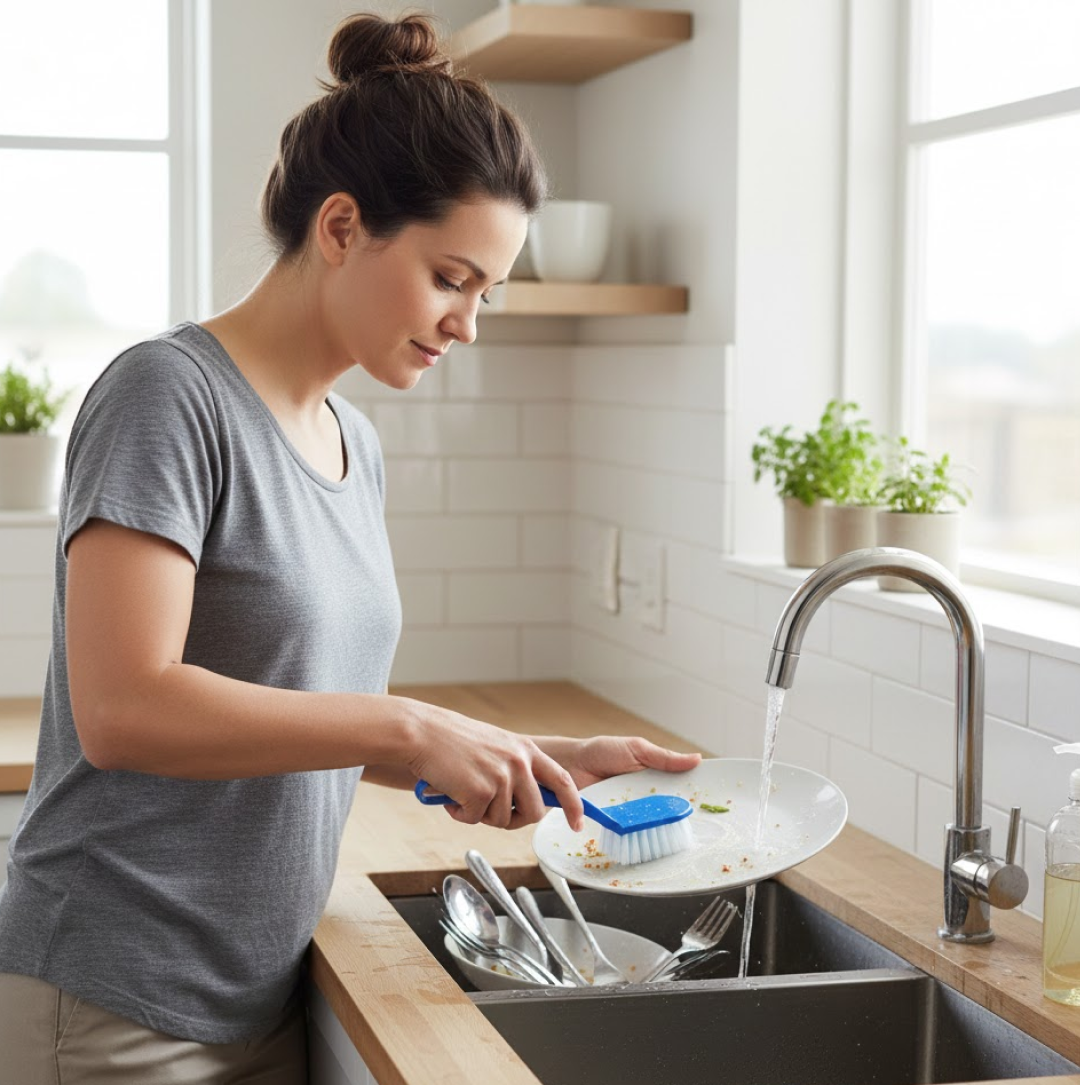 Brush handles with ergonomic grips.
