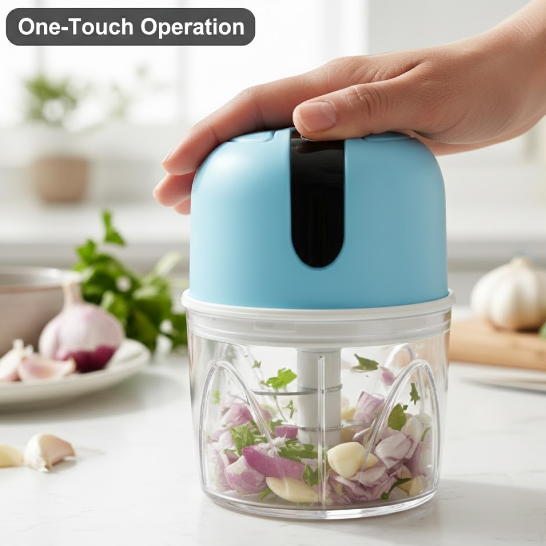 Wireless USB Rechargeable Mini Electric Garlic Machine / Chopper 3 Blades (300Ml)