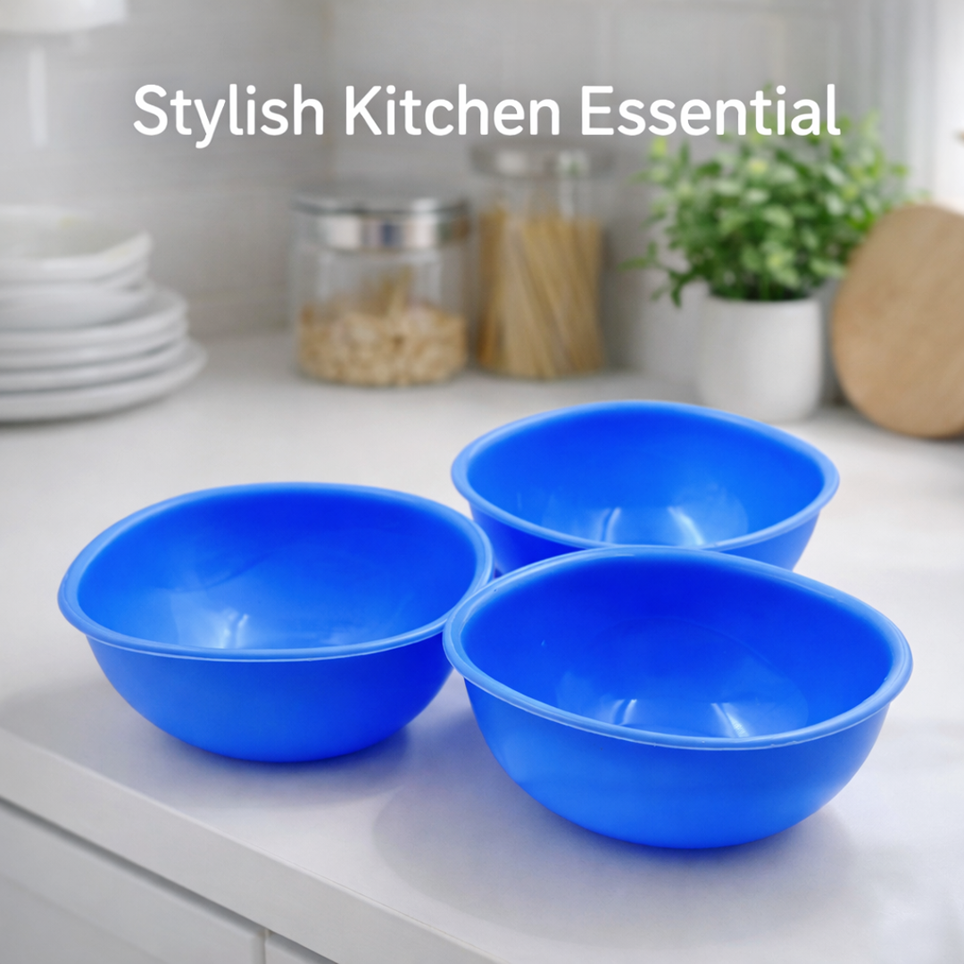 BPA Free Plastic Bowl Set for Cereal Salad Rice Soup Pasta Snack 3 Pc