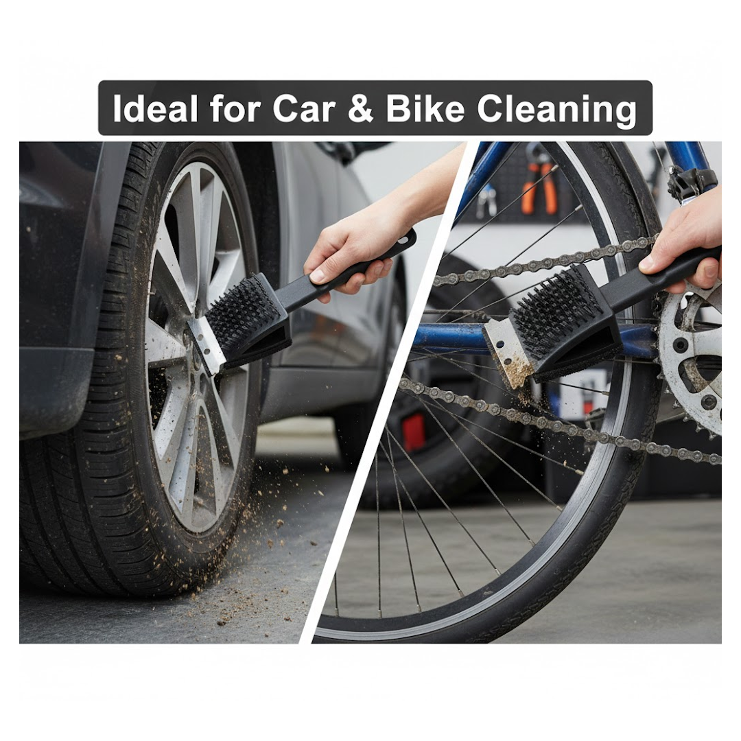 Black 2 Side Use Brush Scarp Cleaning Brush & Wire Brush for Garage Use