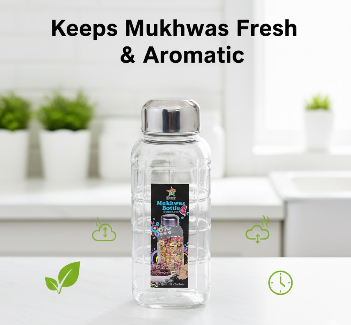 Plastic mukhwas bottle filled with mouth freshener