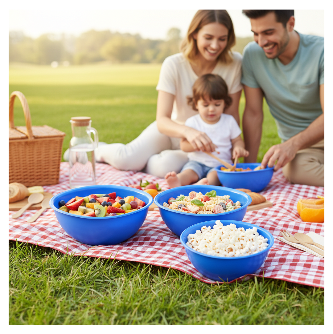 BPA Free Plastic Bowl Set for Cereal Salad Rice Soup Pasta Snack 3 Pc